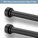 2 Pack Heavy Duty 1 Inch Diameter Single Curtain Rods 36-72 Adjustable Window Curtain Rod with Aluminum Alloy Cylindrical Cap Finials, Wall Mount and Ceiling Mount, Matte Black