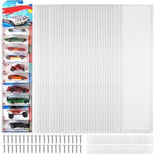 36Pcs Clear Display Case for Packaged Model Cars,Model Car Display Cases Wall Mount-Holds up to 120 Cars,Toy Car Storage Organizer Compatible with Hot Wheels,Clear Model Car Display Case(16.7 x 4.4)