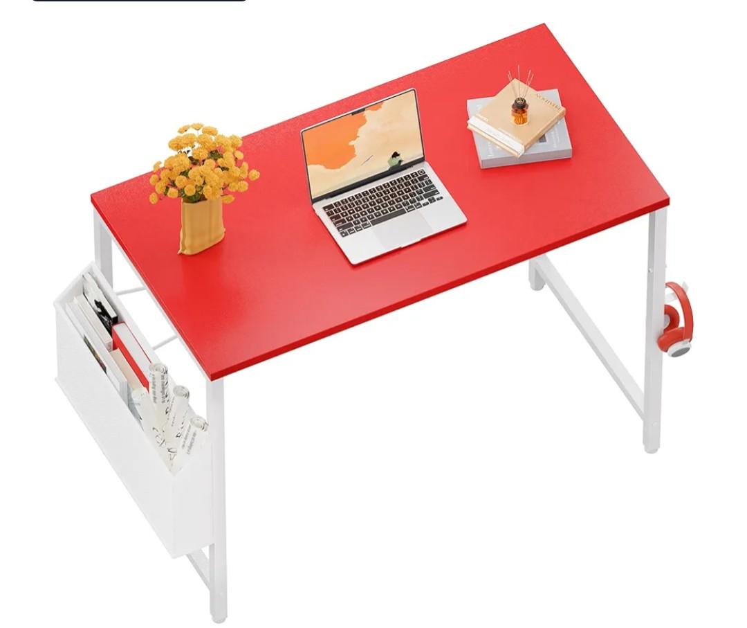 Pamray 32 Inch Computer Desk for Small Spaces with Storage Bag, Home Office Work Desk with Headphone Hook, Small Office Desk Study Writing Table