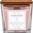 Candle Wood Collection, 15 oz, 1 Wooden Wick, Pink Prosecco, Square Glass Jar Candle