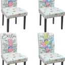 Rcvlauf Easter Chair Covers Set of 4 Easter Buffalo Plaid Bunny Spring Stretch Parsons Chair Slipcovers for Easters Dining Room Decor Chairs Seat Protectors (Colorful Rabbit, 4PCS)