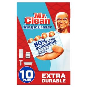 Mr. Clean Magic Eraser, Extra Durable, Multi Purpose Cleaner, Shoe, Bathroom, Shower, and Car Window and Windshield Cleaner, Cleaning Pads, 9 Count
