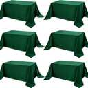 6-Pack Hunter Green Tablecloths for Rectangle Tables, 90 x 132 Inches, Stain-Resistant Polyester Fabric for 8 Foot Tables - Washable Table Covers for Weddings, Birthday Parties, Events