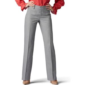 Lee Women's Flex Motion Regular Fit Trouser Pant, ash Heather, 12 Short