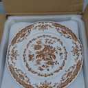 Salad Plates, 8.5 Inch Ceramic Plates Set of 6, Kitchen Plates Microwave Safe Plate, White Porcelain Dessert Porcelain Serving Dishes, Brown