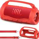 JCHPINE Silicone Cover Case for JBL Flip 7 Portable Speaker, Accessories for JBL Flip 7 Protective Case with Silicone Handle (Red)