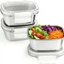 Stainless Steel Food Storage Containers with Lids - 3 Piece 8.5oz Small Snack Boxes & Lunch Containers, Leakproof Freezer Safe Meal Prep Containers Fit for Portioning Snacks, Dips, and Condiments