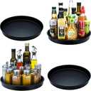 Amolliar 10" Lazy Susan Organizer, Metal Turntable Organizer, Black 4 Pack
