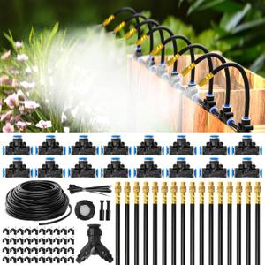 MIXC 100Ft 1/4" Drip Irrigation System,2026-Upgrade Garden Irrigation Kit with 16pcs Adjustable Copper Nozzles,Atomizing Watering System for Outdoor Plants,Raised Bed,Yard,Potted Plant,Lawn