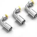 3PCS Air Conditioning #6#8#10 Sliver AC Fitting Set Female Oring Beadlock 90 Degree (90 degrees)