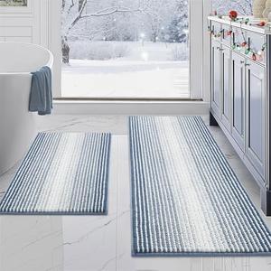BSICPRO Bathroom Rugs and Mats Sets, 2 Piece Thick Absorbent Chenille Non Slip, Soft Shaggy Floor Mats, Machine Washable ( Plus 16" x 24")