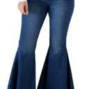 Bell Bottom Jeans for Women High Waisted Stretch Ripped Skinny Hole Classic Raw Hem Denim Flare Pants (XX-Large, Darkblue2078)