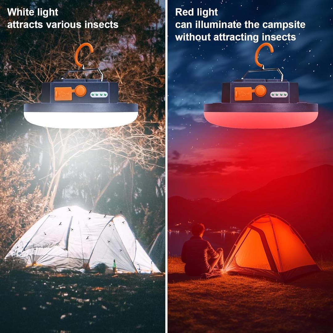 10000mAh Rechargeable 3000LM Tent Light Camping Light, 6500K 24Hours Long Play Time , Outdoor Night Market Light Night Fishing Light Emergency Lights for Hurricane Tsunami disasters (Red)