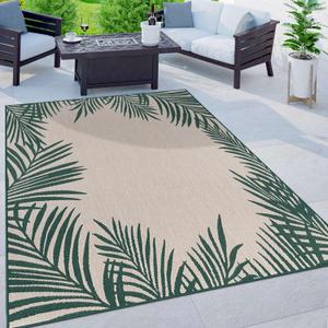 Rugshop Tropical Floral Palm Leaves Textured Flat Weave Easy Cleaning Outdoor Rugs for Deck,Patio,Backyard Indoor/Outdoor Area Rug 5' x 7' Green