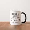 Funny Retire Gifts for Grandma or Grandpa, Retirement Gifts for Women Men Mom Dad Coworkers Friends, Christmas Retired Under New Management See Grandkids For Details 11oz