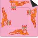 Preppy Pink And Orange Tiger Mahjong Mat For Table 31.5 X 31.5 In, Mahjong Gifts For Women, Pink And Orange Home Decor Anti-Slip Table Cover Tablecloth
