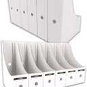HUAPRINT Magazine File Holder(12 Pack,White)-Folder Holder,Desk File Organizer,Document Holder Box,Magazine Storage Box,With Labels