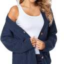 Fuinloth Women's Cardigan Sweater, Oversized Chunky Knit Button Closure with Pockets (XS)