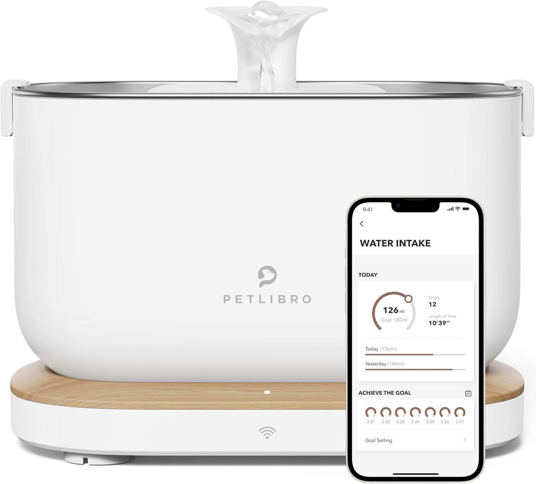 PETLIBRO App-Controlled Cat Water Fountain, Pet Water Fountain with Stainless Steel Tray, Water Fountains for Cats Indoor with Drinking Monitoring, 2.4G Wi-Fi Cat Fountains for Drinking