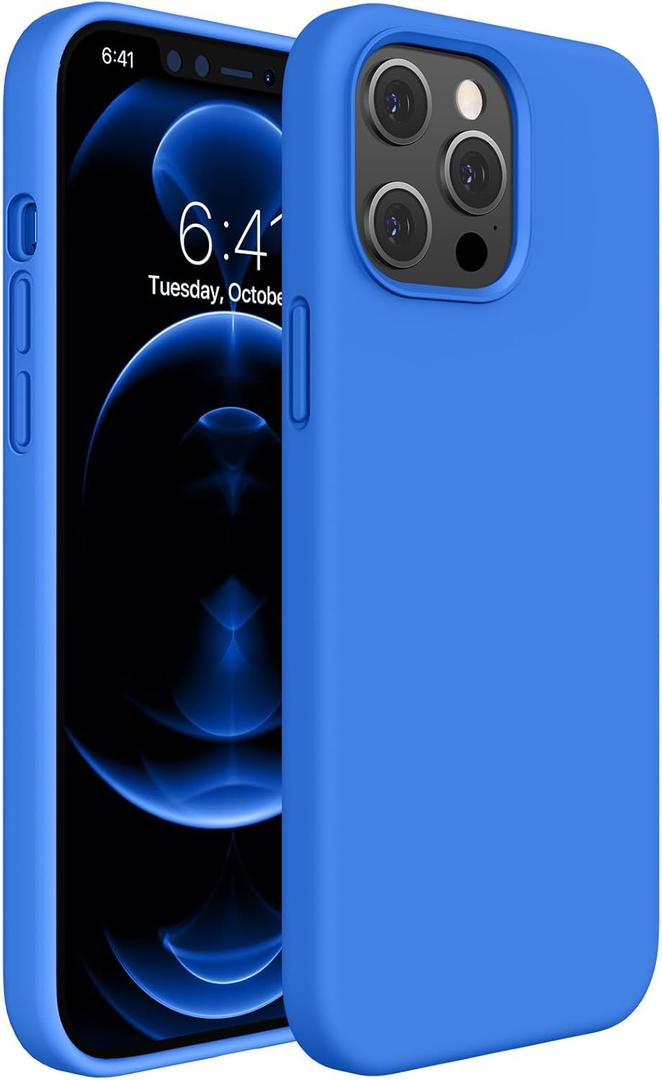 Miracase Compatible with iPhone 12 Pro Max Case, [Soft Anti-Scratch Microfiber Lining], Liquid Silicone Case Gel Rubber Shockproof Drop Protection Phone Case for 12 Pro Max, Mediterranean Blue