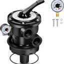 SP0714T Top-Mount Multiport Valve Compatible with Hayward Above-Ground Pro or VL Series Sand Filters, 7-Positions Sand Filter Valve with 1-1/2-Inch Fip Ports Replace SP0714T SP714A SP0714tx