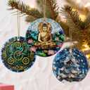 3 x Buddha Meditation Ornament  Christmas Ornament, Christmas Tree Decoration & Perfect Holiday Decor, Namaste Decor | Gifts for Yoga, Meditation, and Mindfulness Practitioners