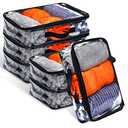 5 Pieces Large Clear Travel Packing Cube Clear Vinyl Zippered Storage Bags See Through Moving Bag PVC Multipurpose Pouch with Handle for Suitcase Shirts Dress Storage (Black, 15.8 x 10.2 x 3.9 Inch)