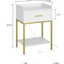 Masupu Nightstand with Charging Station,3-Tier Modern Bedside Night Stand with Storage Drawer and Shelf,Small End Side Table for Bedroom,Living Room,White