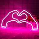 Pink Heart Neon Sign for Wall Decor, LED Heart Light for Girl's Room, Wedding & Party Decor - Size 16.1 * 7.9 Inch (JTLD024)