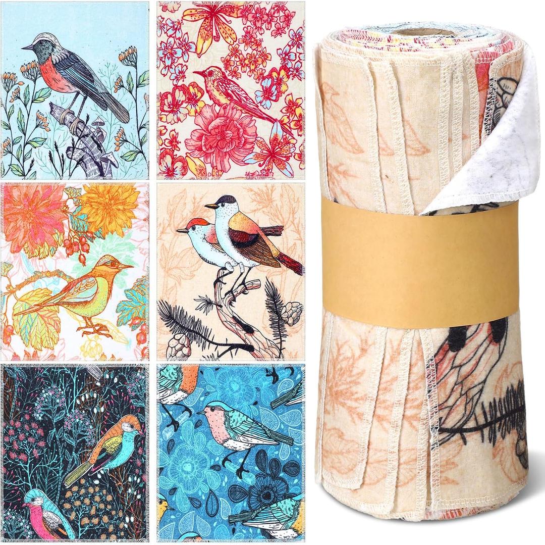 36 Pack Bird Reusable Cleaning Cloths Washable Cotton Kitchen Towels for Home(Multicolor)