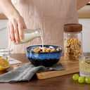 4 x vancasso Starry 24oz Bowls for Soup, Ceramic Soup Bowls Set of 4, Blue Cereal Bowls Set for Kitchen, Salad Bowls Set, Pasta Oatmeal Bowls, Lead-free, Dishwasher & Microwave Oven Safe, Blue