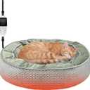 Electric Heated Cat Bed Warmer for Cat & Puppy - Removable, Waterproof, Washable - Thermal Heating with Adjustable Timer & Temperature - Small Dog Size (Gray)