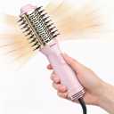 Bopcal 2" Travel Blow Dryer Brush, Dual Voltage 100-240V Hot Air Brush, 4-in-1 Ionic Hair Dryer Brush for Blowout, Volumizing, Straightening, Curling & Drying, Portable with EU UK Plug