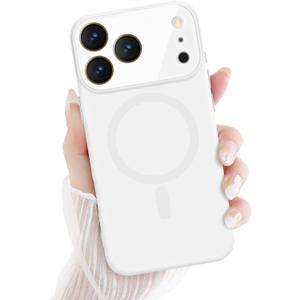 Newseego for iPhone 17 Pro Max Magnetic Case, Cute Soft Liquid Silicone Case for Women Girls Men Anti-Scratch Anti-Drop Shockproof Bumper Full Camera Lens Protection Cover for iPhone 17 Pro Max-White