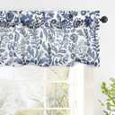 DriftAway Linen Textured Curtain Valances for Windows Bathroom Bedroom Living Room Kitchen Windows Basement Blinds Rod Pocket Semi Sheer 52"x14" Plus 1.75 Inches Header 1 Panel Julia Navy