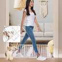 YZHDUXIU 14" Height Short Dog Gate Adjustable18-48" Extra Wide Dog Gate with Small Cat Door,Pet Gate with 4 Extension Kits Pressure Mounted for Doorways & Stairs(White, 14" Height)