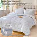 Tohrisa Boho Comforter Set Full Size - 3 Pieces Lightweight Jacquard Seersucker Bedding Sets (1 Soft Fluffy Grid Comforter & & 2 Pillowcases) - All Seasons Cozy Modern Bed Set(80"x90" Light Blue)