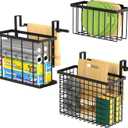 3 Pack Over Cabinet Door Organizer - Adjustable Cabinet Door Organizer with Towel Rack,Hanging Over the Door Organizer for Cutting Board, Plastic Wrap, Aluminum Foil, Cleaning Supplies, Baking