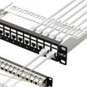 iwillink 10Gbps Patch Panel 12 Port, RJ45 Through Coupler Cat6 Patch Panel STP Shielded with Back Bar, 10'' Wallmount or Rackmount, Compatible with Cat5, Cat5e, Cat6 Cabling