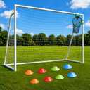 Soccer Goal 12×6, 8×6 and 6×4 FT Soccer Goals for Backyard, 2" Diameter Steel Goal for Kids and Adults Large Soccer Goal Powder Coated Galvanized Steel Post with Soccer Target Net for Training