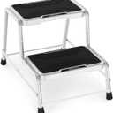 HBTower 2 Step Stool, Stepping Stools for Adults Kids with Non-Slip Rubber Feet, Heavy Duty Step Stools for Bedroom Kitchen Bathroom, Bed Steps for High Beds (Two)