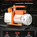 VEVOR Vacuum Pump, 7 CFM 3/4 HP, HVAC Two Stage Rotary Vane AC Vacuum Pump, for R134a R22 R410a R1234YF R32, 4 Pole Motor, for Automotive Air Conditioner Maintenance Resin Degassing, Oil Included