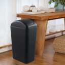 Hespama Slim Trash Can, 14L Black Swing Lid Garbage Bin for Narrow Space