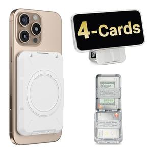 PROfezzion 2-in-1 for MagSafe Wallet Stand, RFID Blocking Magnetic Card Holder Fit 4 Cards, Heavy Duty Hardshell Wallet for iPhone 16 15 14 13 12 Pro Max Plus & MagSafe Case (Not for 13/12 Mini)
