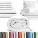 CGK Unlimited White Complete Bedding Set - King Size, Includes Sheets, Comforter, Duvet Cover & Queen Pillowcases - Comfy, Cooling 5 Pisces