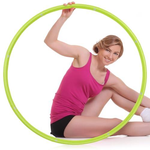 Motionchic Exercise Fitness Hoop for Women 37 Inch Removable Adjustable Weighted Hoop Suitable for Adult Weight Loss and Home Fat Burning Exercise Workouts Gym(Green)