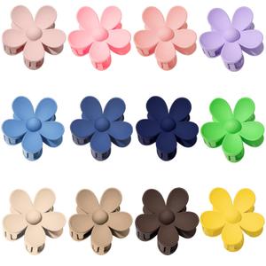 Flower Hair Clips 12Pcs Hair Claw Clips Cute Claw Clips for Women Girls Matte Jaw Clip for Thick/Medium Hair Big Daisy Hair Clips for Thin Hair Fashion 12 Colorful Hair Accessories Gifts (Multicolor)