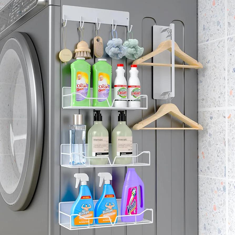 5PCS Washing Machine Storage Rack with Hooks and Hangers, Refrigerator, Washing Machine, Microwave, and Barbecue Grill Warehouse Storage Rack