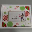 Party Greeting Red and Green Peppermint 4x6 Ceramic Photo Frame, Vertical or Horizontal, Desktop Use