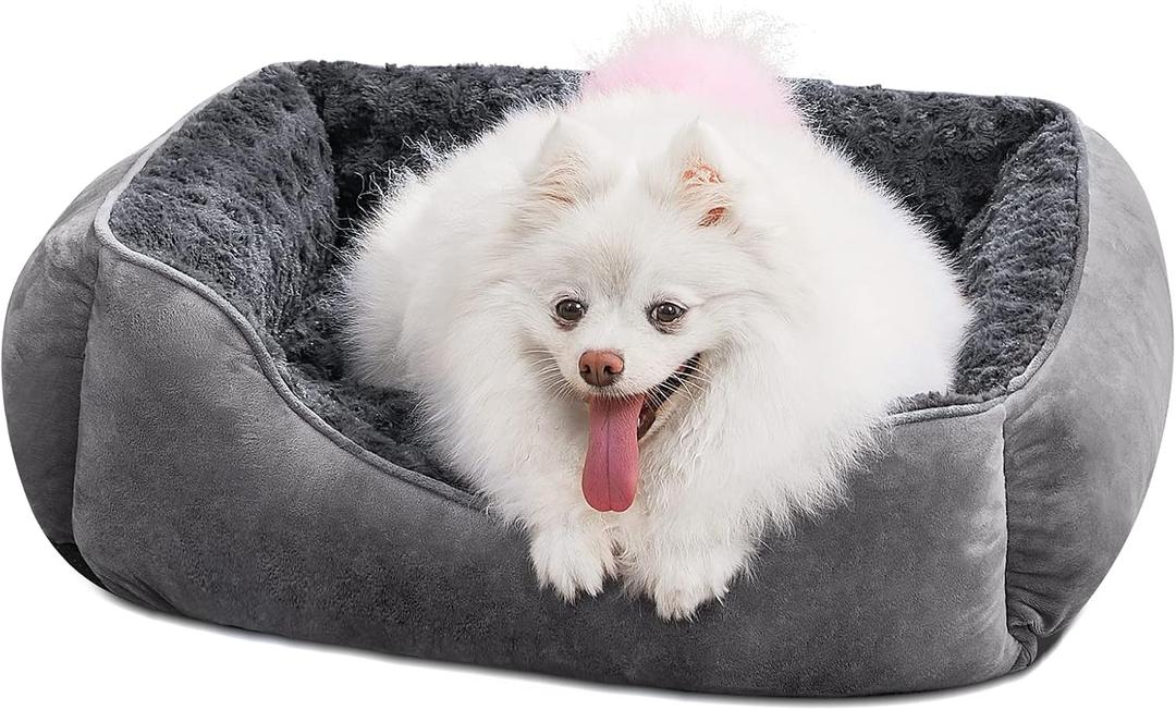 JOEJOY Rectangle Dog Bed for Large Medium Small Dogs Machine Washable Sleeping Dog Sofa Bed Non-Slip Bottom Breathable Soft Puppy Bed Durable Orthopedic Calming Pet Cuddler, Multiple Size, Grey (S(20"x 19"x 6"))
